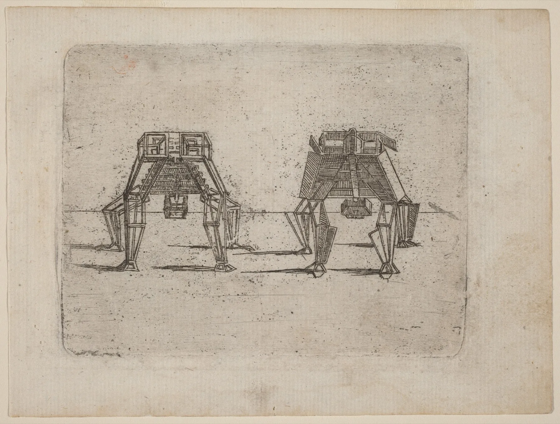 Giovanni Battista Bracelli, [Two Cubic Figures with Their Hands on the Ground](https://www.nga.gov/artworks/46333-two-cubic-figures-their-hands-ground), 1624. Etching. National Gallery of Art, Rosenwald Collection. Public domain.